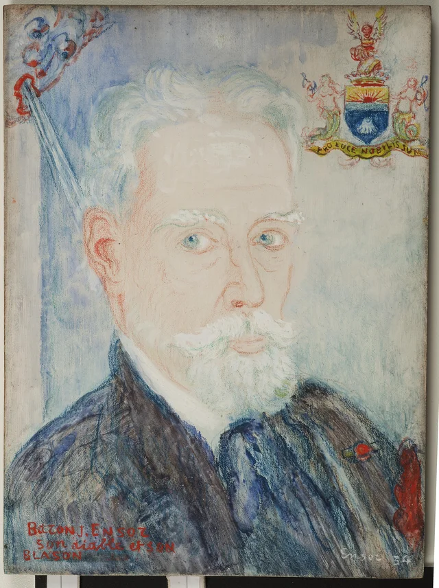 Baron James Ensor, his bad angel, his coat of arms