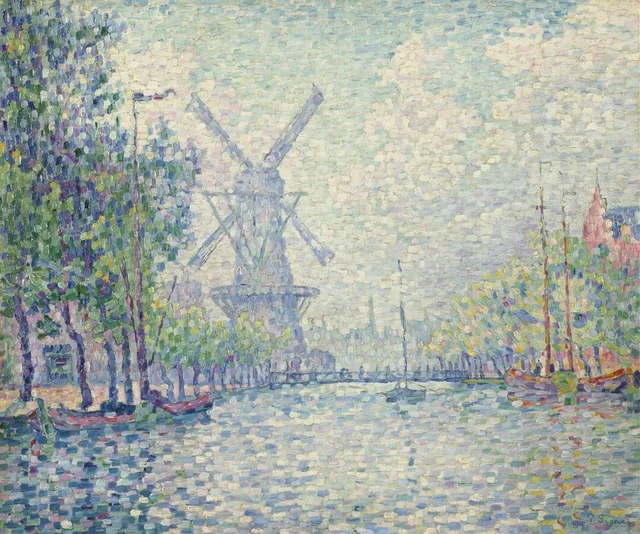 Rotterdam, the mill, the canal, the morning