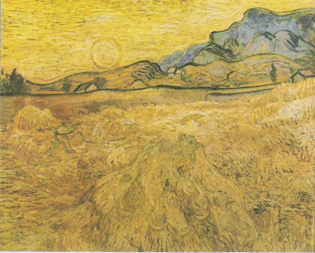 Wheat Field with Reaper and Sun