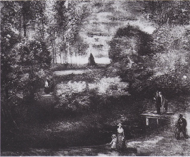 Parsonage Garden at Nuenen with Pond and Figures