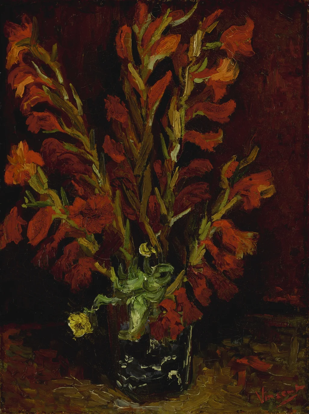Vase with Red Gladioli