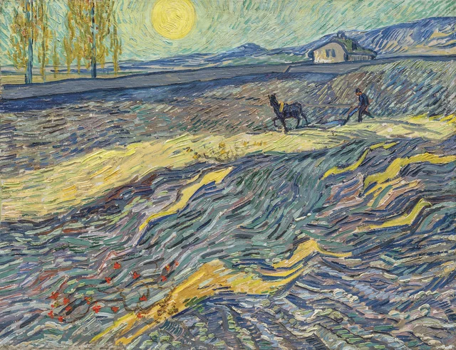 Umzäuntes Feld mit Pflüger