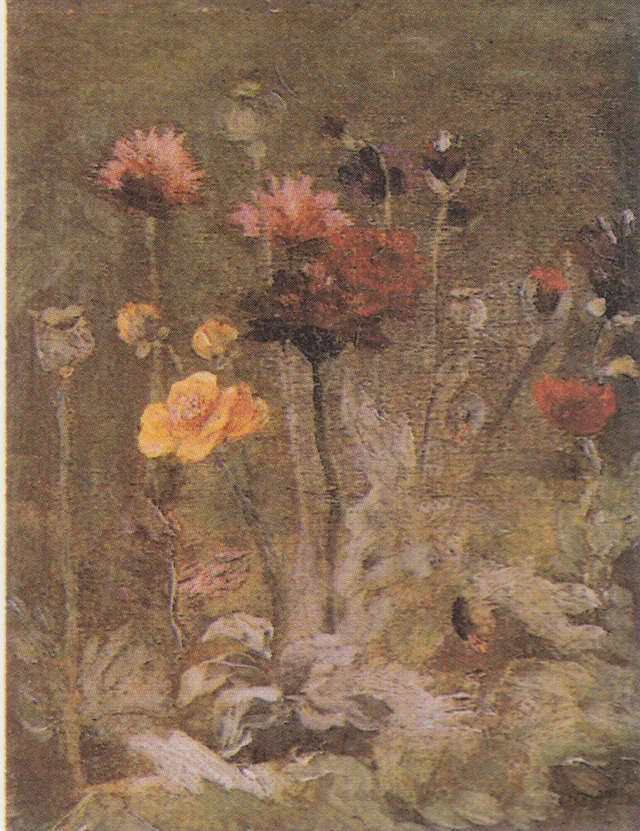 Natura morta con scabiose e ranuncoli