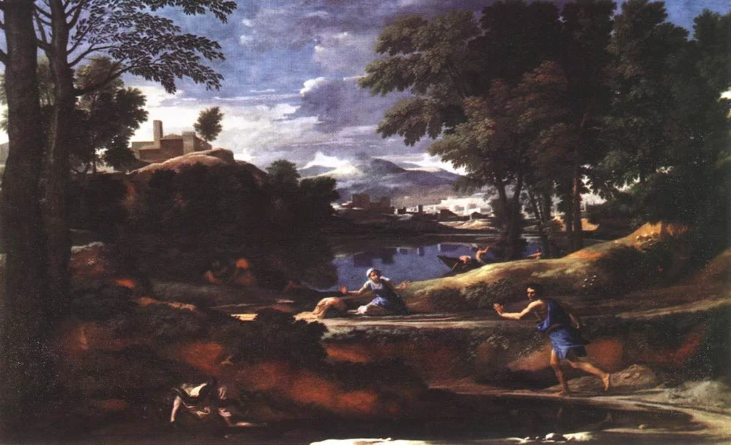 Landschaft mit einem von einer Schlange getöteten Mann