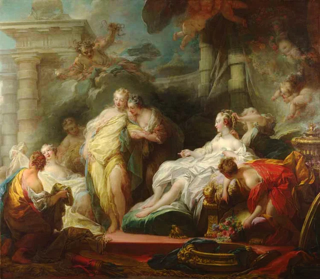 Psyché montrant à ses sœurs les présents de Cupidon