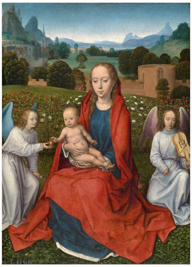 Maria mit Kind und zwei Engeln