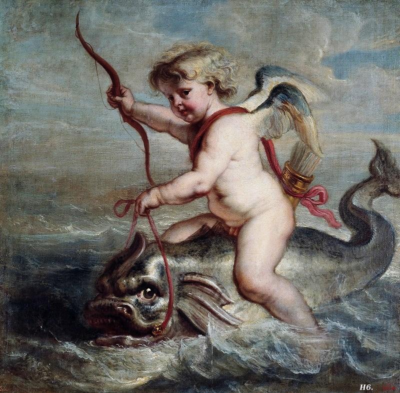 Cupido su un delfino