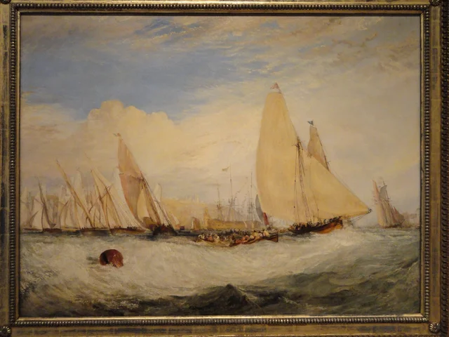 El castillo de East Cowes, residencia de J. Nash, esq., la regata ciñendo el viento