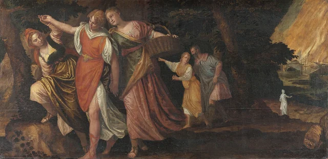 Lot and His Daughters Fleeing Sodom