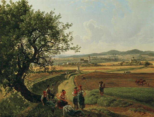 View of the Imperial Estate Emmersdorf and Schloss Rothenhof with Melk Monastery in the Background