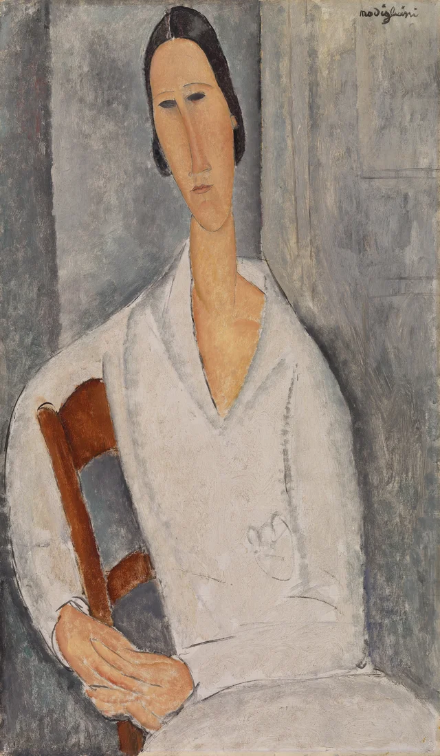 Madame Hanka Zborowska Leaning on a Chair (Madame Hanka Zborowska accoudée à une chaise)