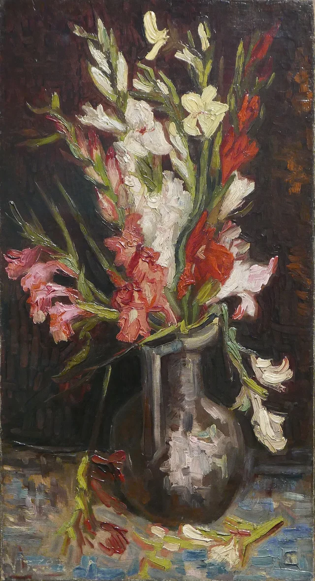 Bouquet of gladioli of various colors