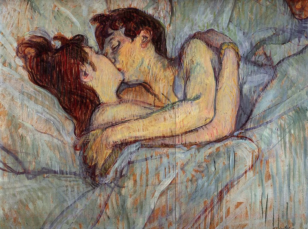 In bed - the kiss