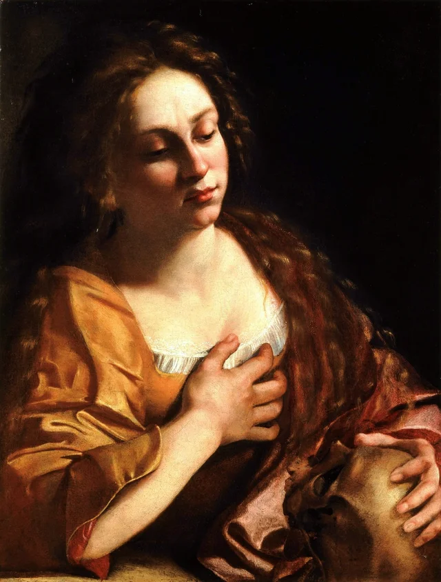 Maria Magdalena mit einem Schädel