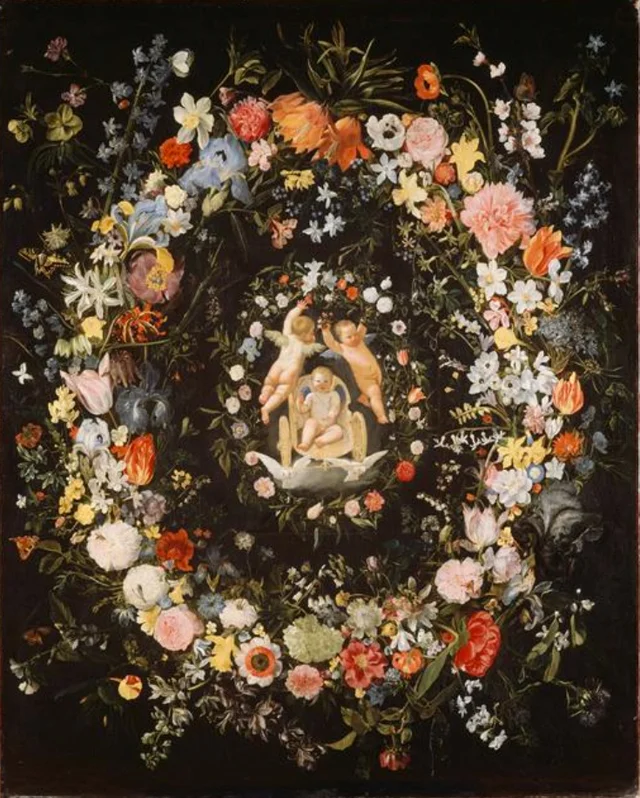 Flower Garlands around a Medallion with the Triumph of Love