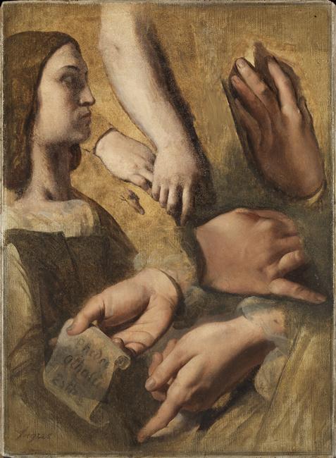 Profile of Raphael and Hands of Apelles, Raphael and Racine, Studies for The Apotheosis of Homer