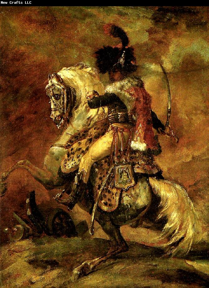 Reitender Jäger-Offizier der kaiserlichen Garde im Angriff
