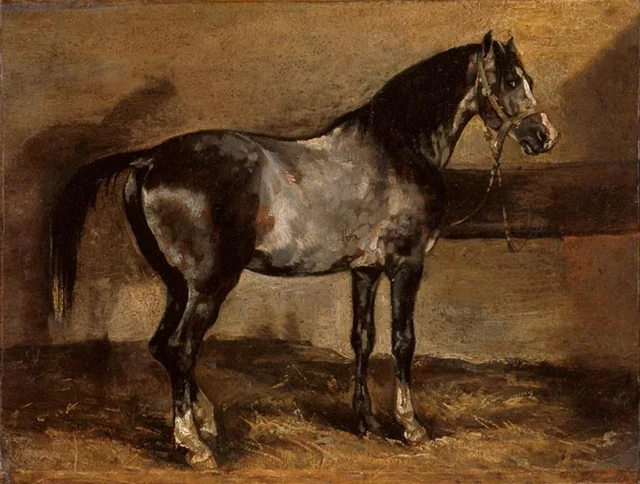 Grey Horse at the Manger