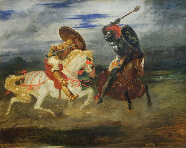 Confrontation of knights in the countryside