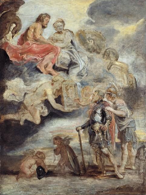 Minerva presents the portrait of Maria de' Medici to King Henry IV of France (sketch)