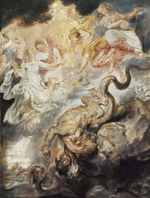 The final reconciliation between Maria de' Medici and her son, Louis XIII of France (sketch)