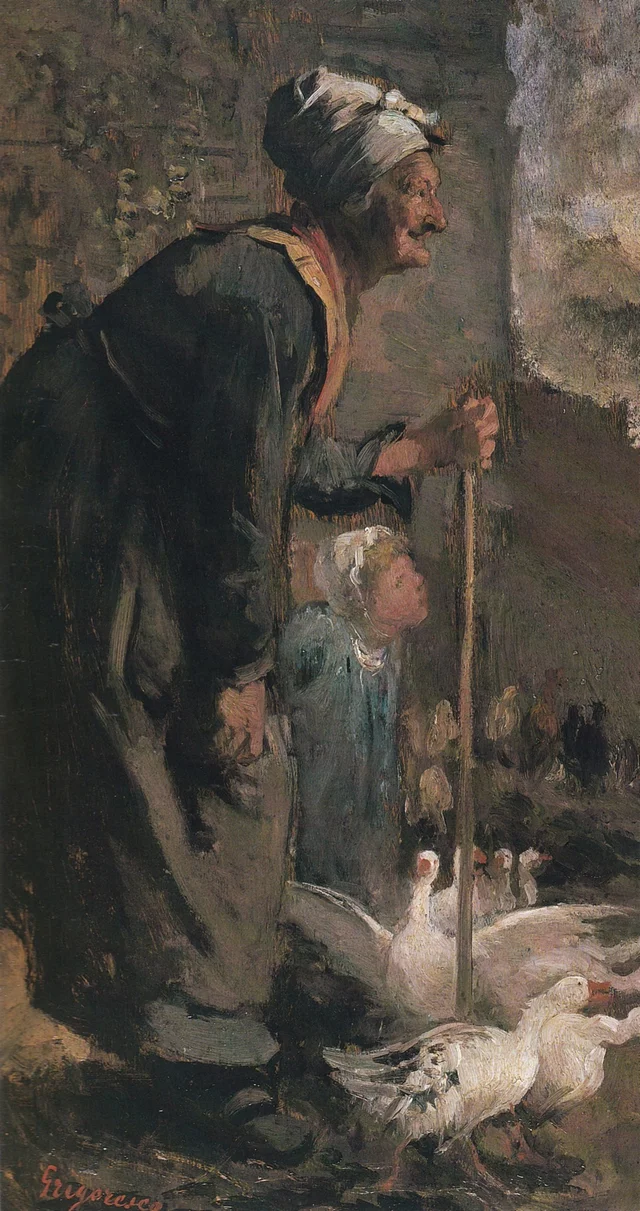The old lady with geese