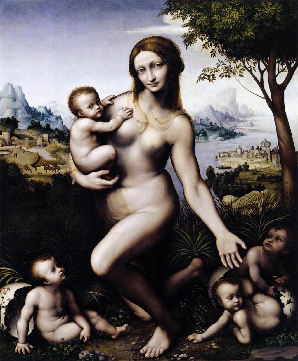 Leda con sus hijos