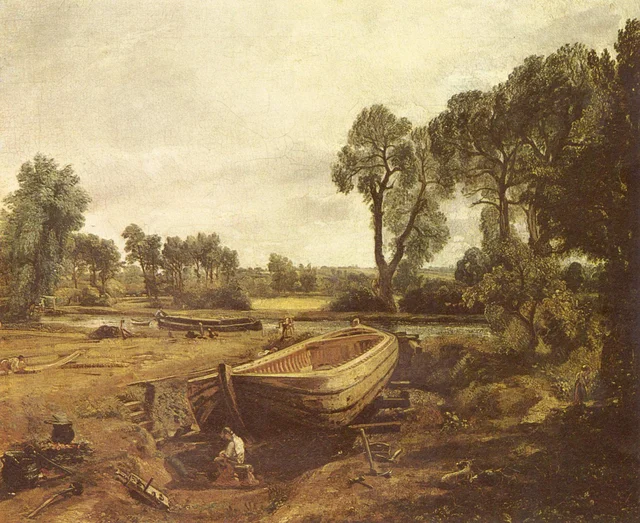 Construcción de barcos cerca del molino de Flatford