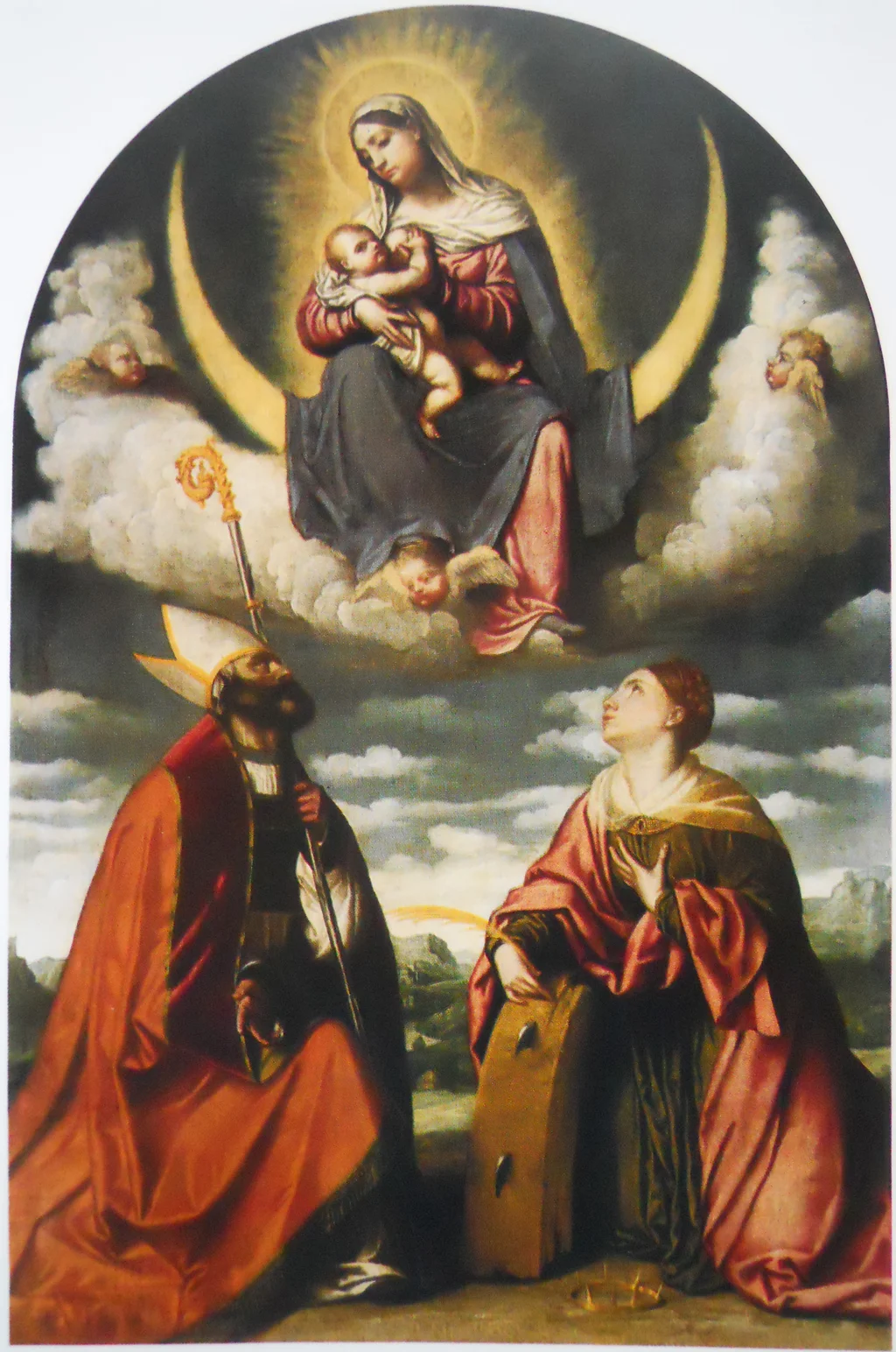 Madonna with child in glory with Saints Martin and Catherine