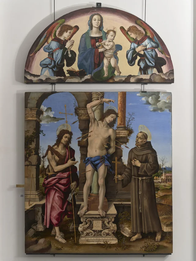 Saint Sebastian with Madonna and child