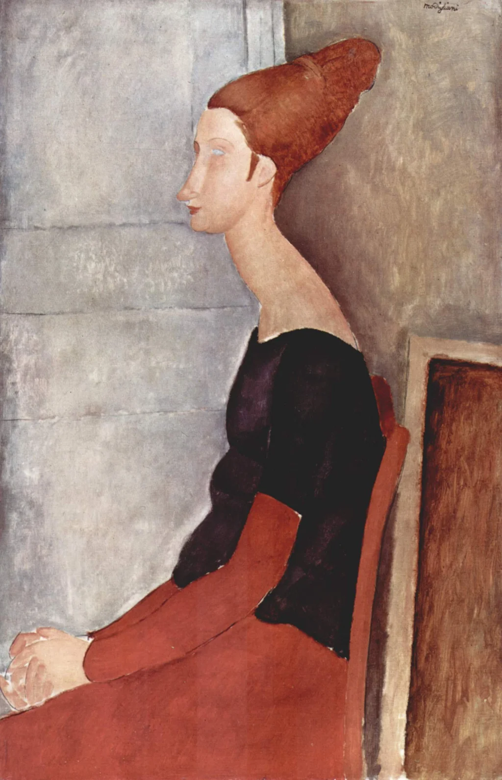 Porträt der Jeanne Hébuterne in dunkler Kleidung