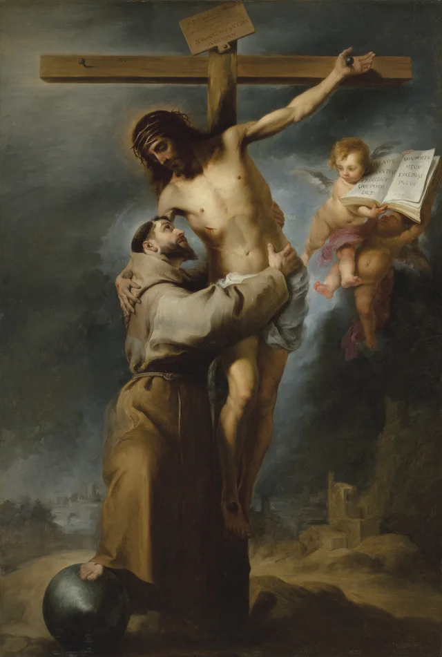 Saint Francis embracing Christ on the Cross