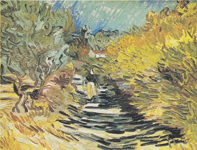 Uma estrada em Saint-Rémy com figura feminina