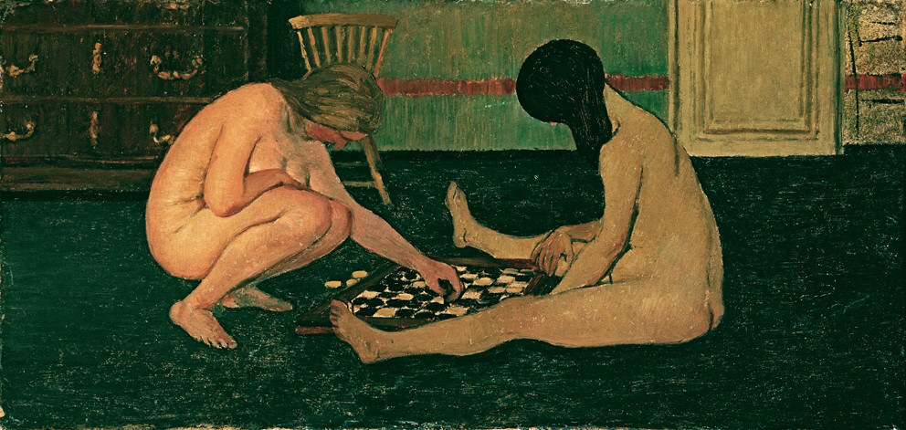 Naked Women playing Checkers