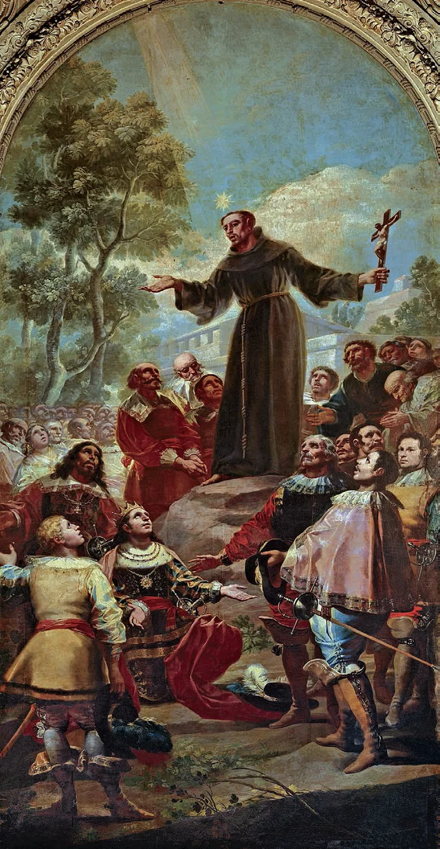Der heilige Bernhardin von Siena predigt vor Alfons V. von Aragón