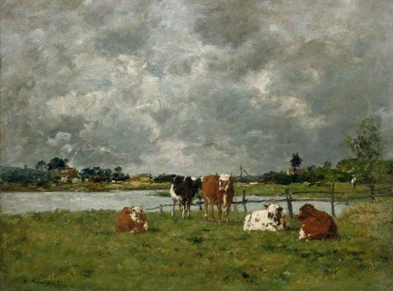 Vacas en un campo bajo un cielo tormentoso, 1877