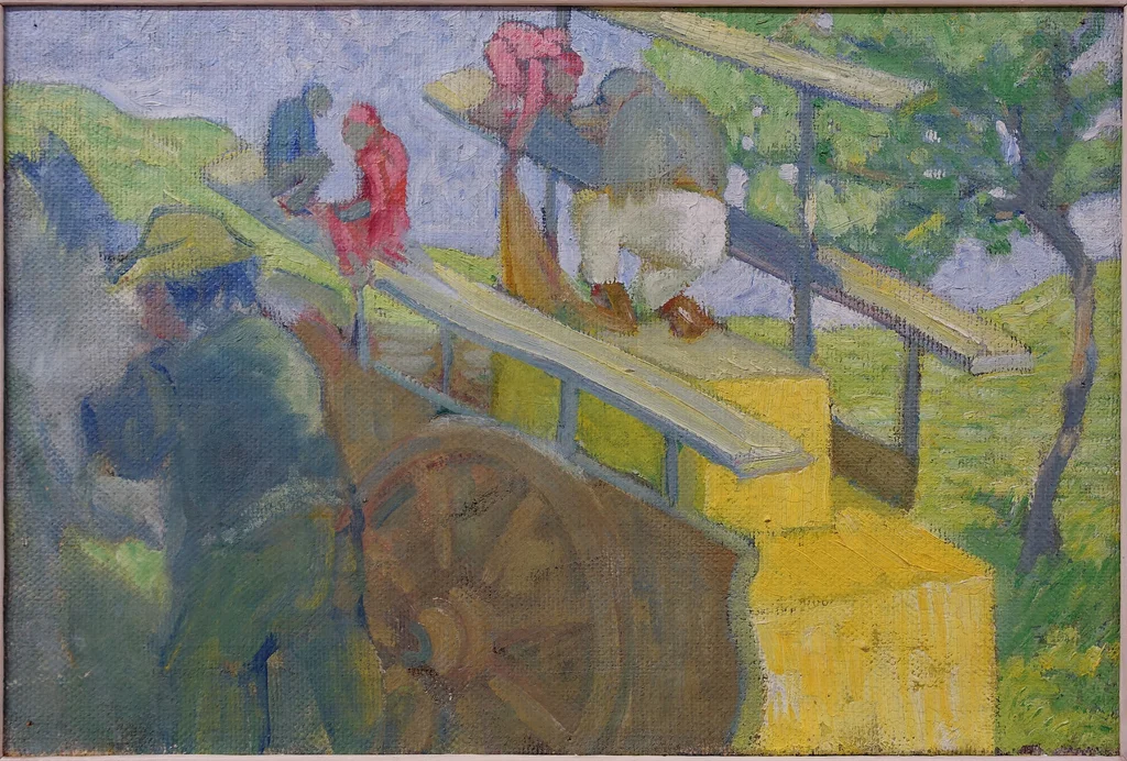 Kleiner Affe auf einem Wagen