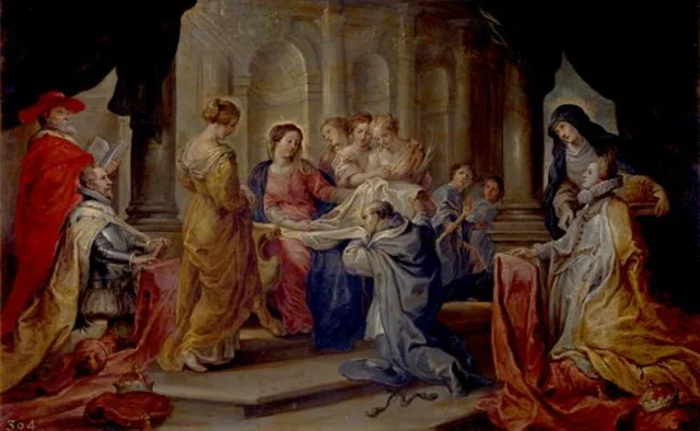 Saint Ildefonso Receiving the Chasuble from the Virgin, in the Presence of Archduke Albert and the Infanta Isabella