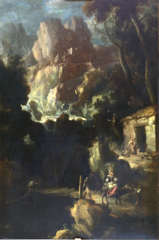 Paisaje con cascada