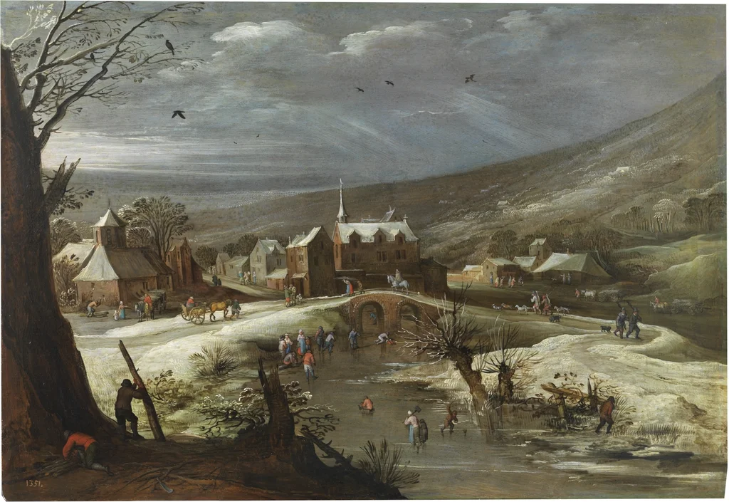 Paesaggio con pattinatori