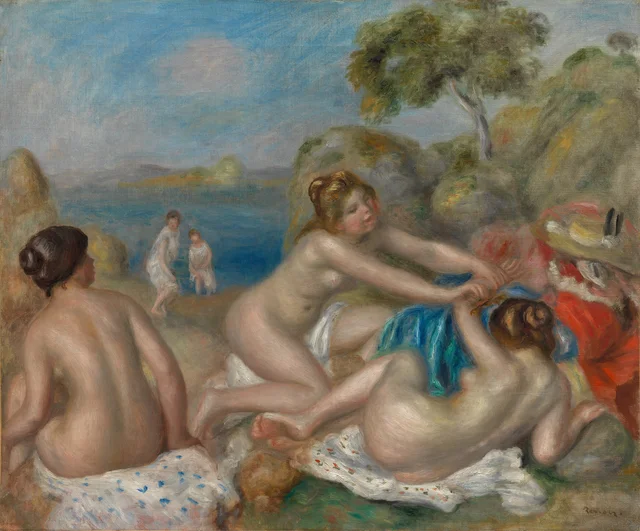 Bañistas jugando con un cangrejo
