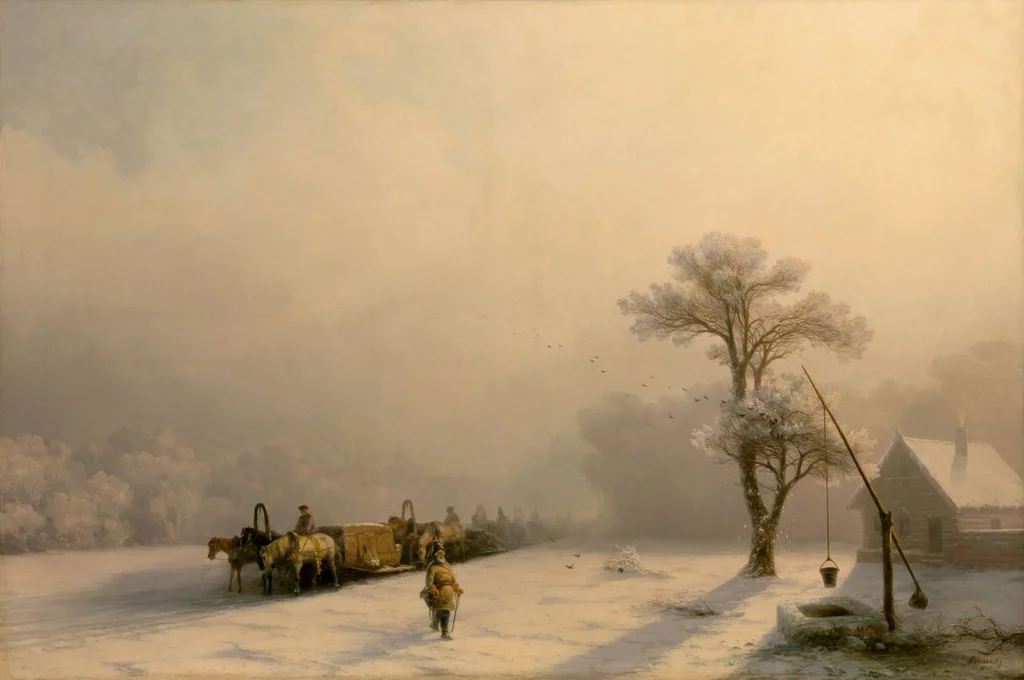 Winterkarawane auf der Straße