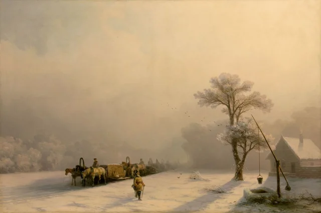 Winter Caravan on Road