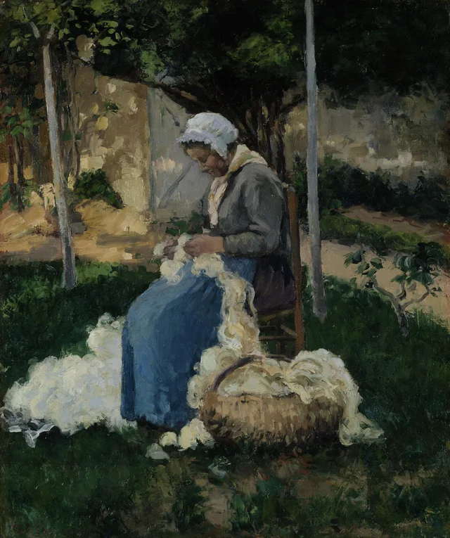 Peasant Woman Carding Wool