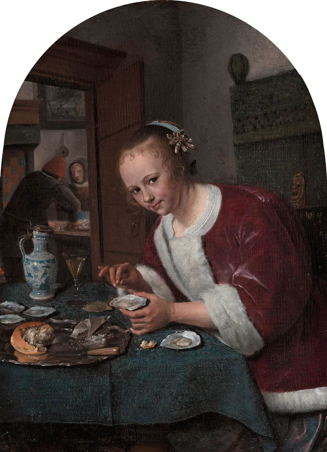 Girl eating oysters