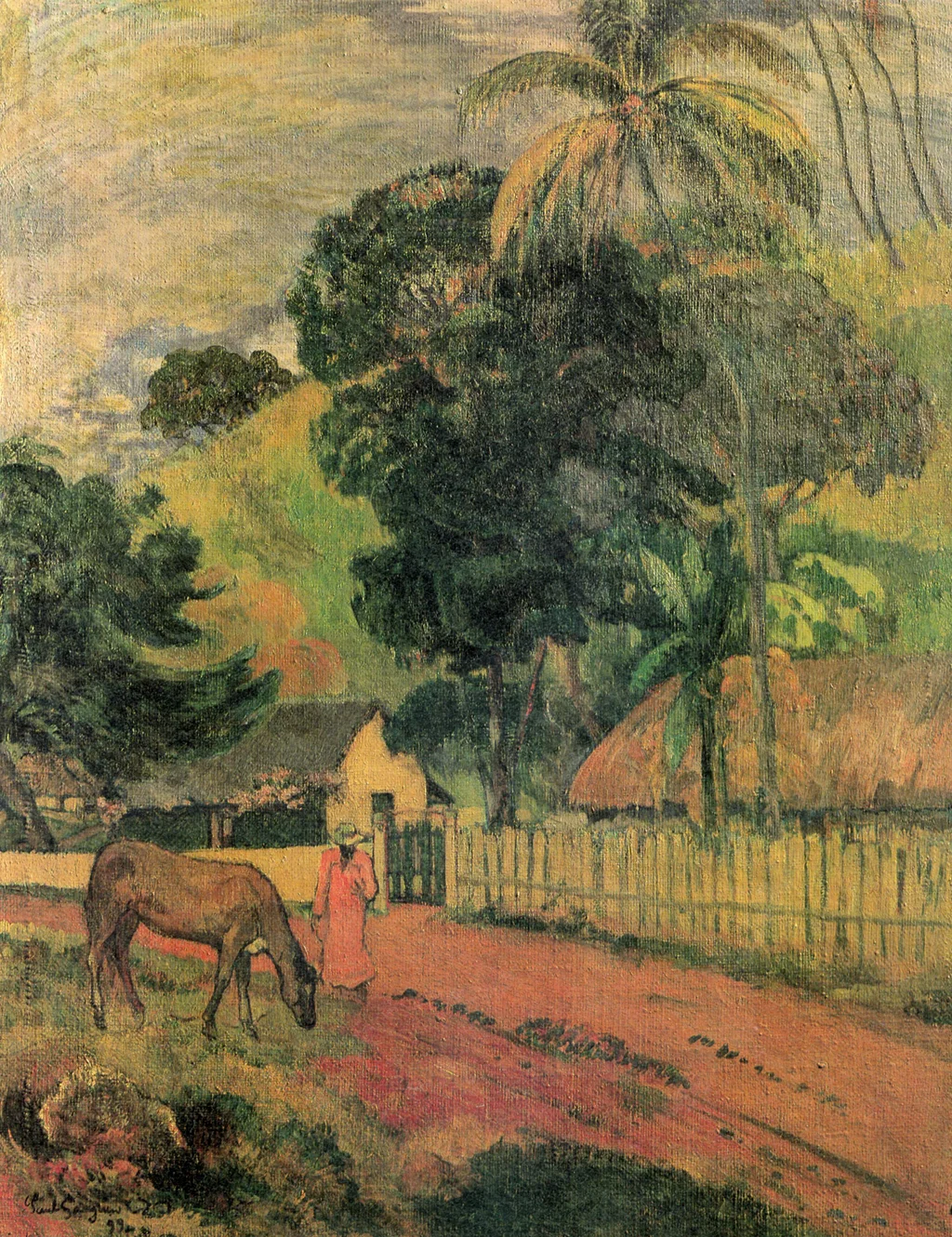 Paesaggio, cavallo sulla strada