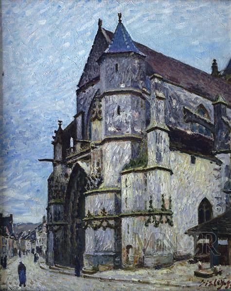 Church in Moret in winter