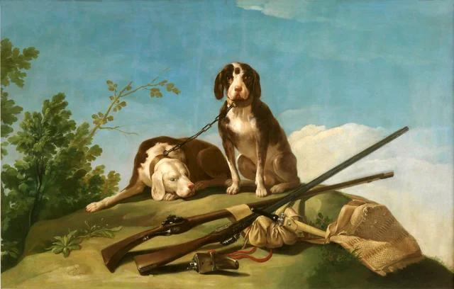 Hunde und Jagdgerät