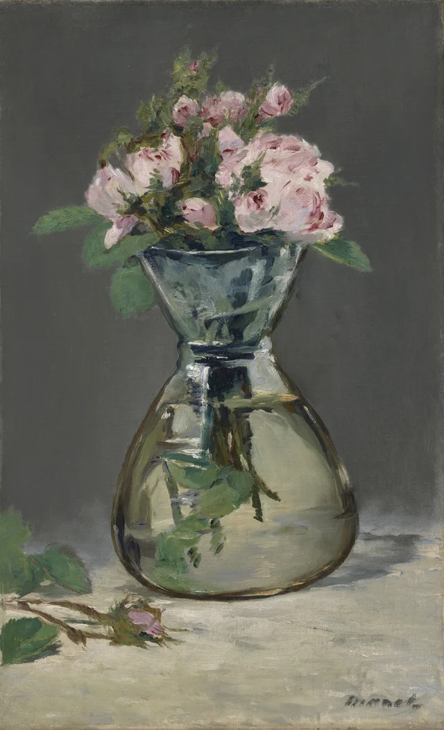 Moss Roses in a Vase