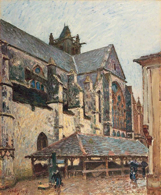 La chiesa di Moret sotto la pioggia